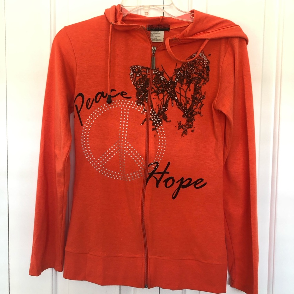 2 Orange Women's Long Sleeves Hoodie Top with Graphic Design
